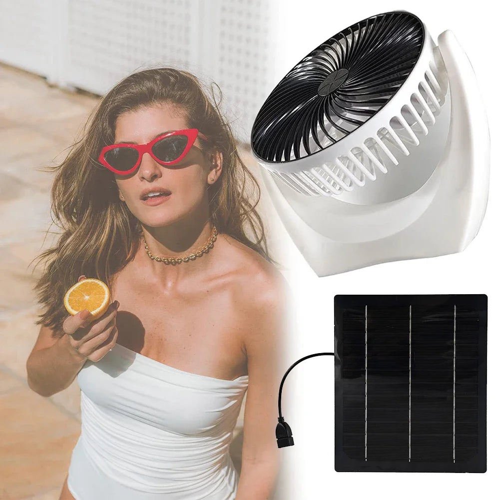 Solar Panel Powered Camping Fan With USB Charger Outdoor Fan