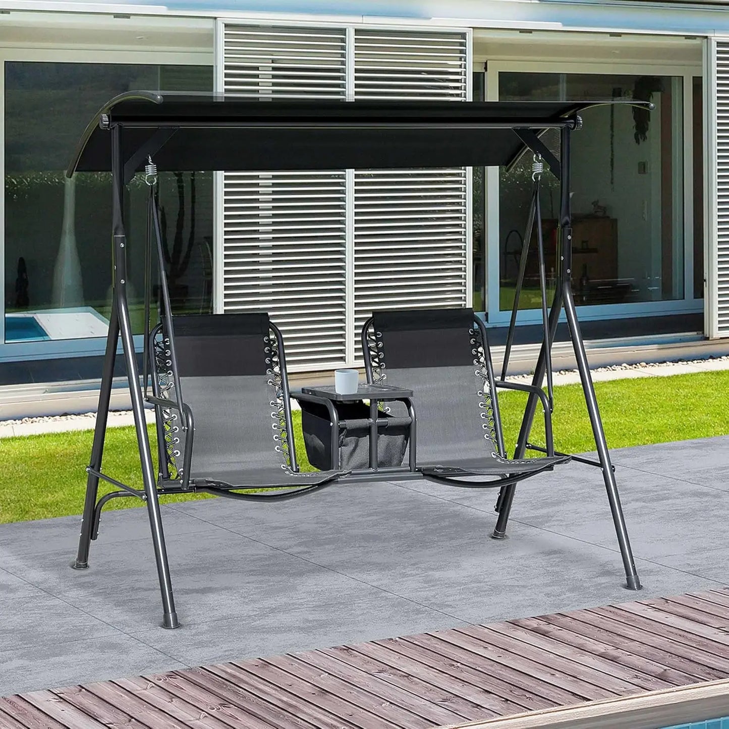 HUANZHUANG Outdoor Patio Swing Chair With Canopy Glider