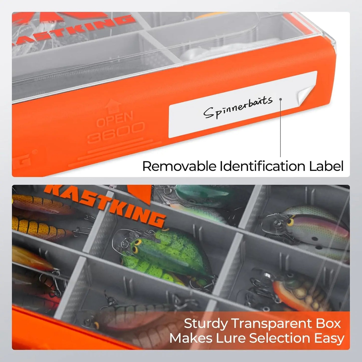 Waterproof Fishing Tackle Box With 3600 3700 Trays Removable Dividers