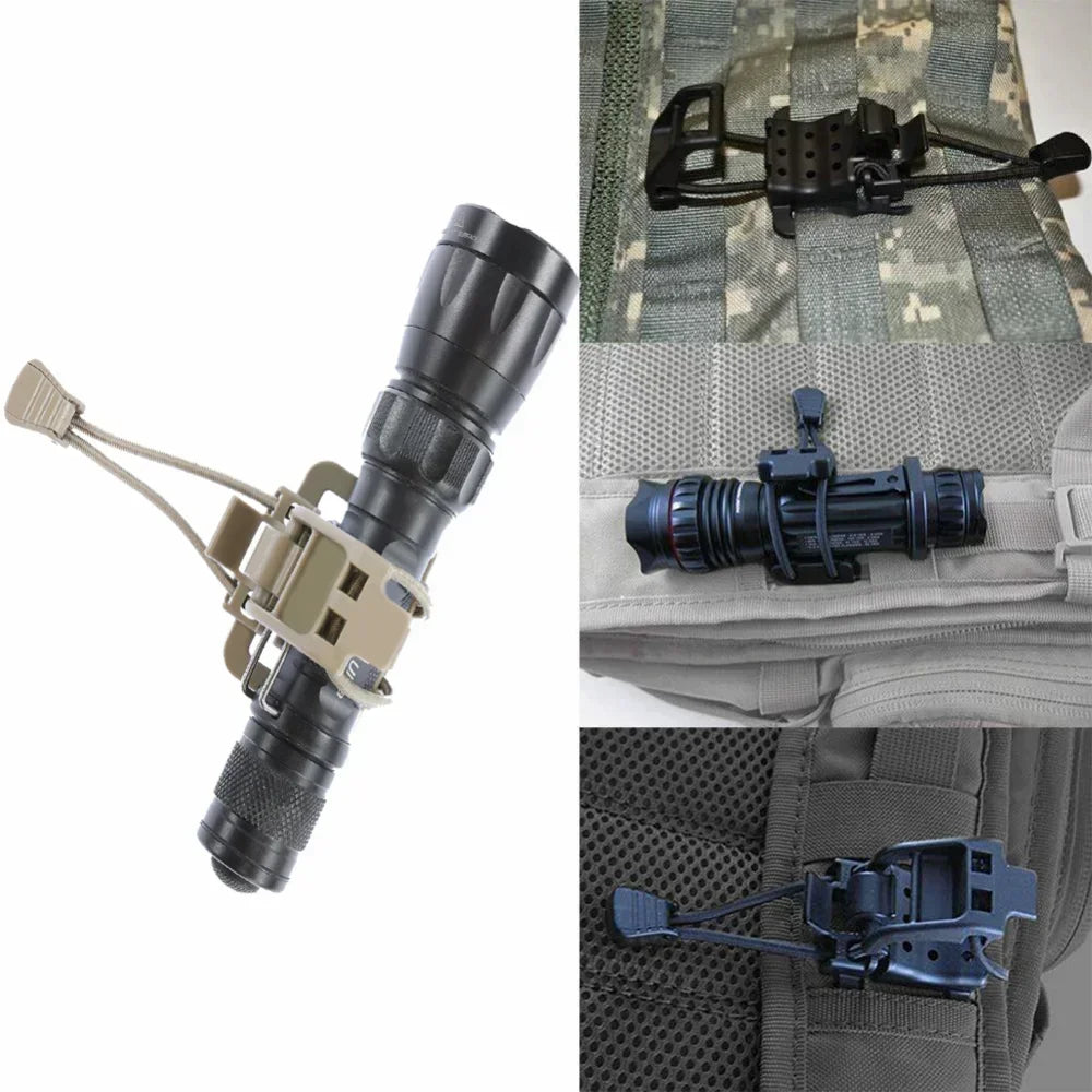 Molle Clip Flashlight Holder For Backpack Outdoor Tactical Gear