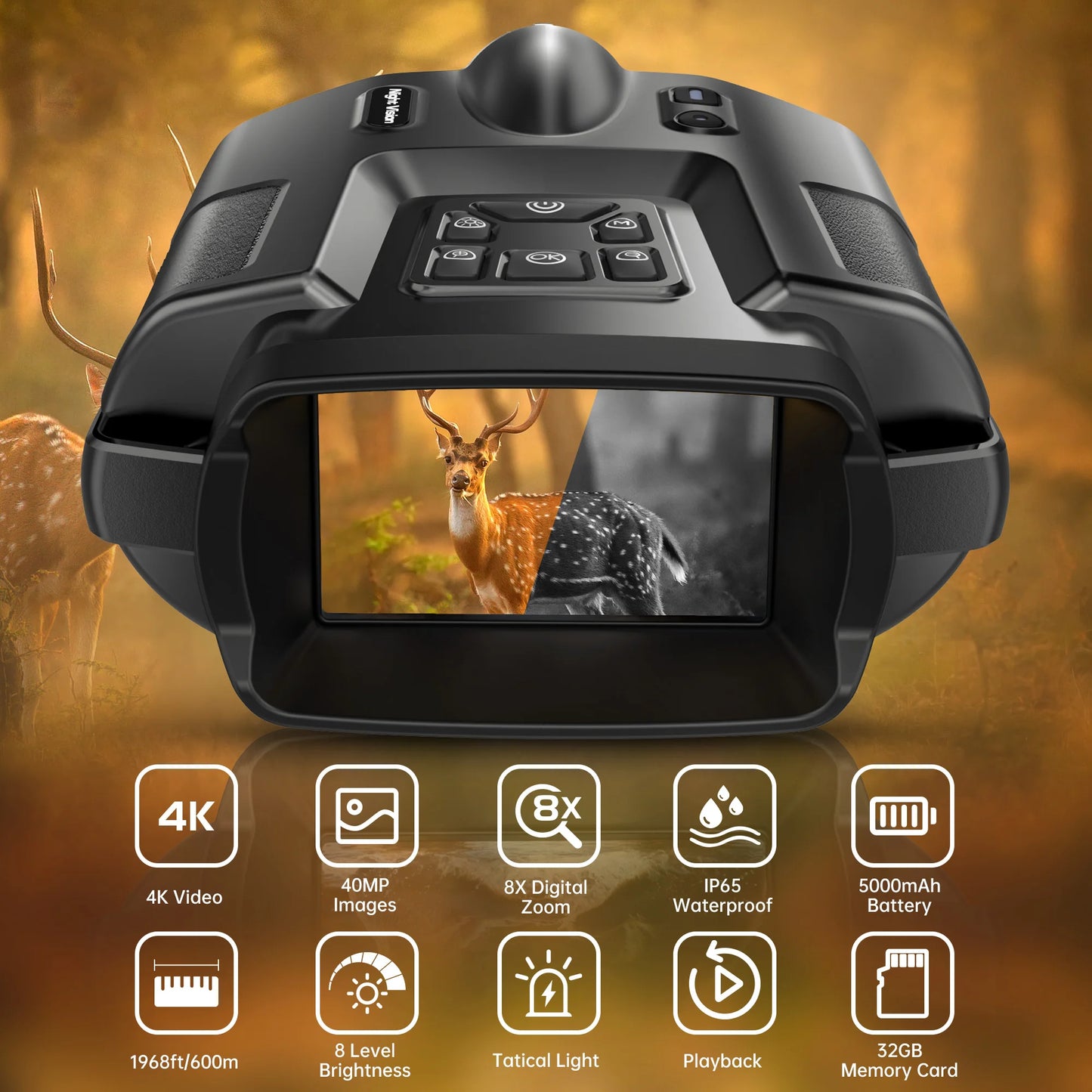 DIYIMI Night Vision Binoculars 8x Digital Zoom Infrared Goggles