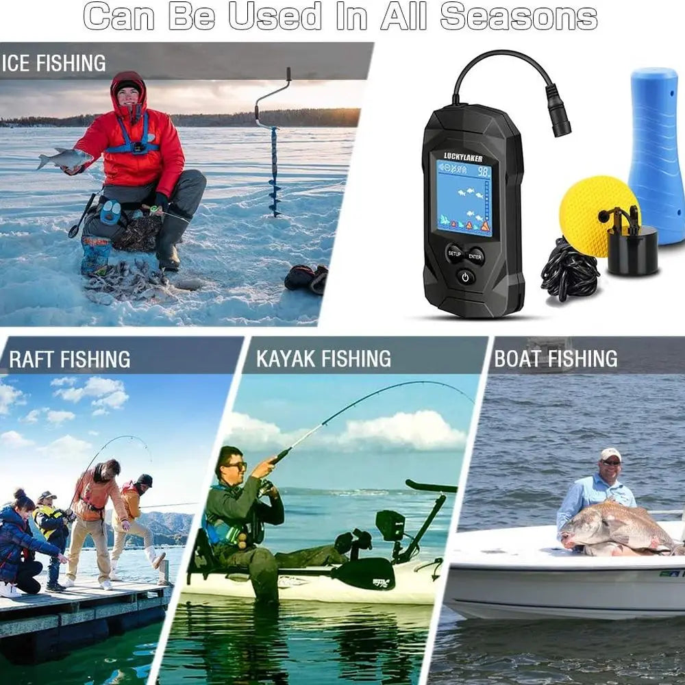 Ice Fishing Handheld Fish Finder with LCD Display and Transducer