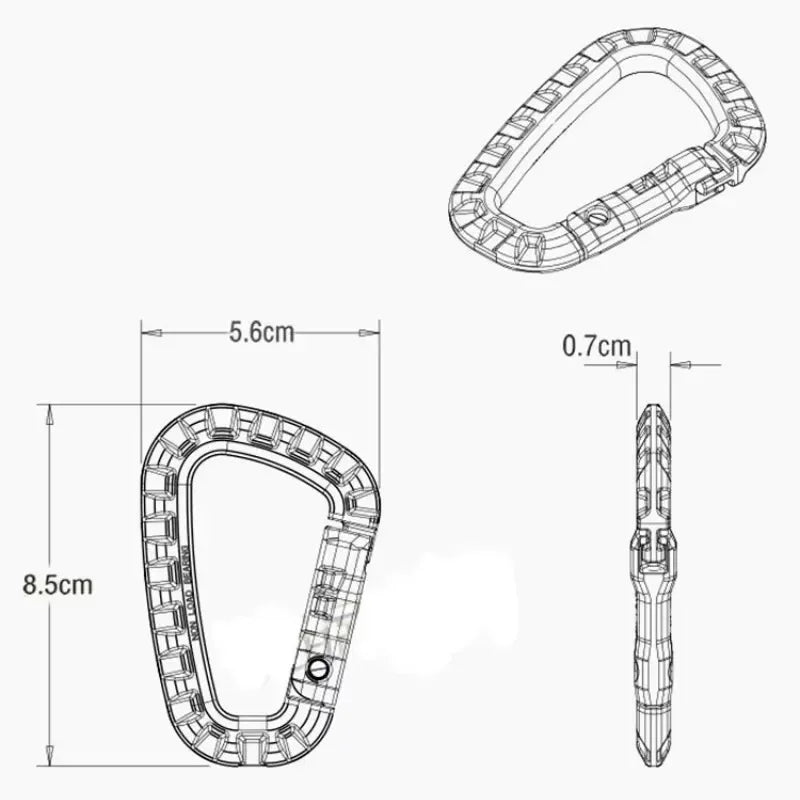 Plastic Carabiner Snap Clip D Ring For Webbing MOLLE Gear