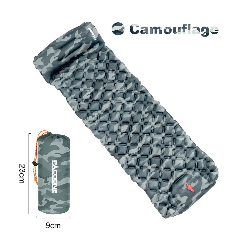 Outdoor Sleeping Pad Camping Inflatable Mattress Built In Pump Ultralight