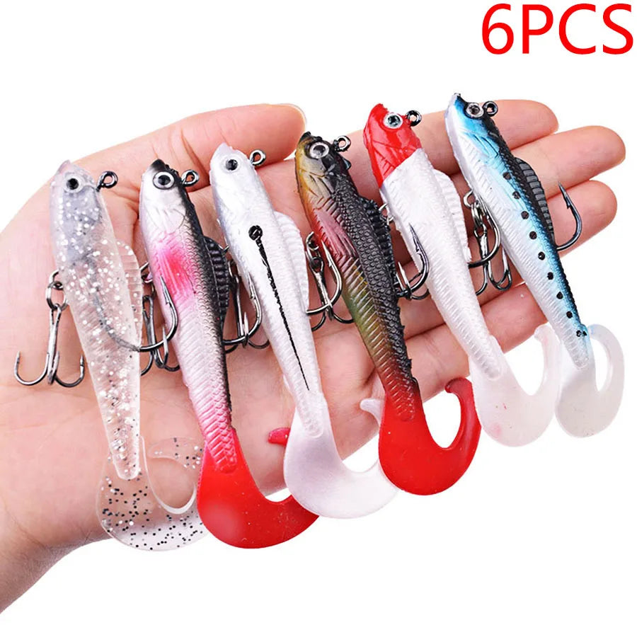 Six Piece Wobblers Soft Silicone Lures for Sea Bass