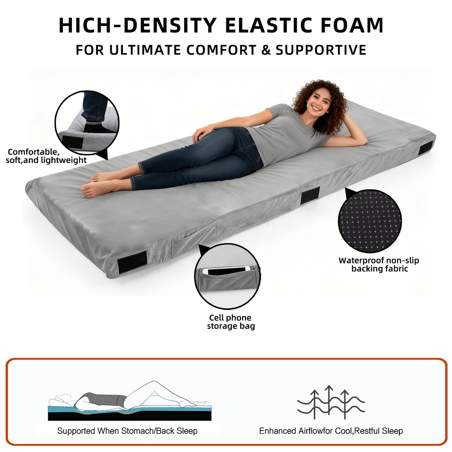 Memory Foam Camping Mattress Portable Roll Up Sleeping Pad