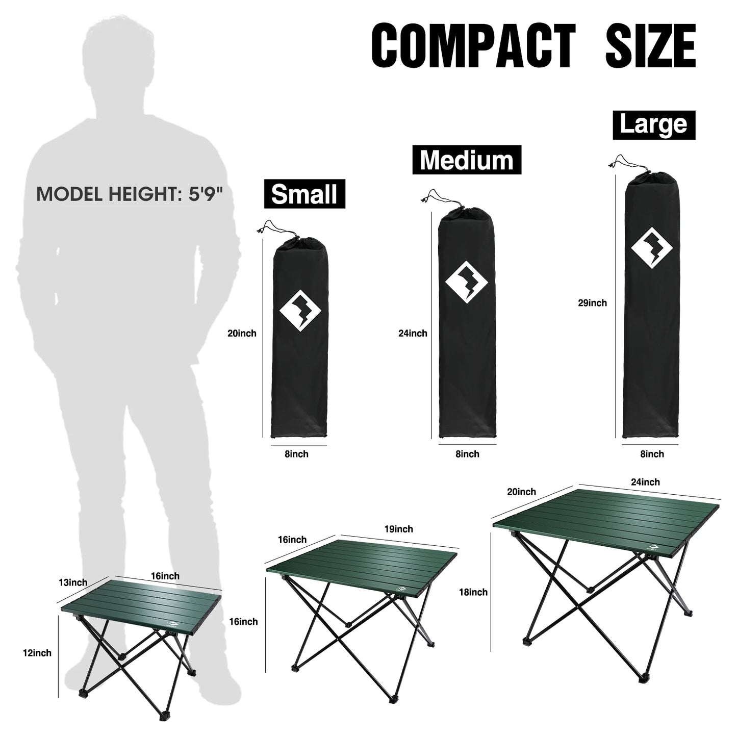 Villey Portable Camping Side Table Ultralight Aluminum Folding Table Carry Bag