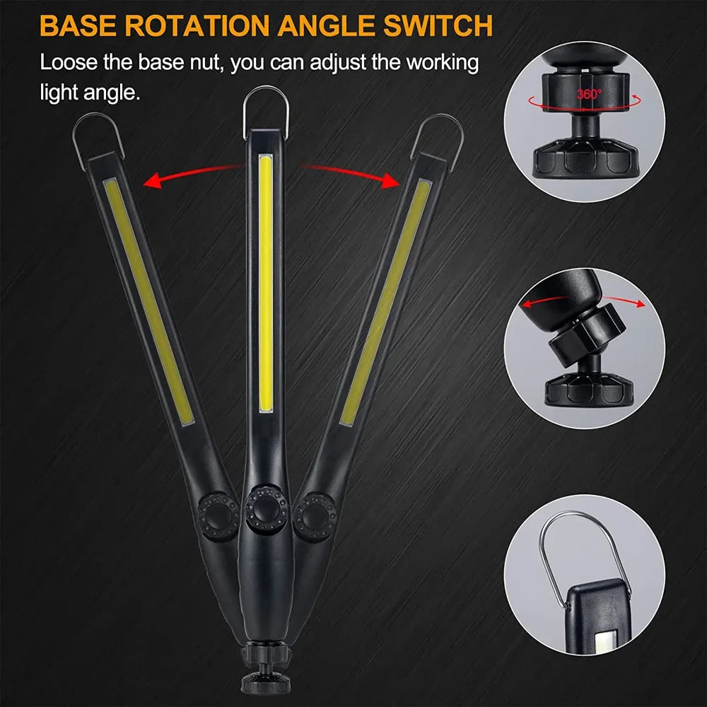 ESMARTER COB LED Flashlight Magnetic Work Light USB Rechargeable