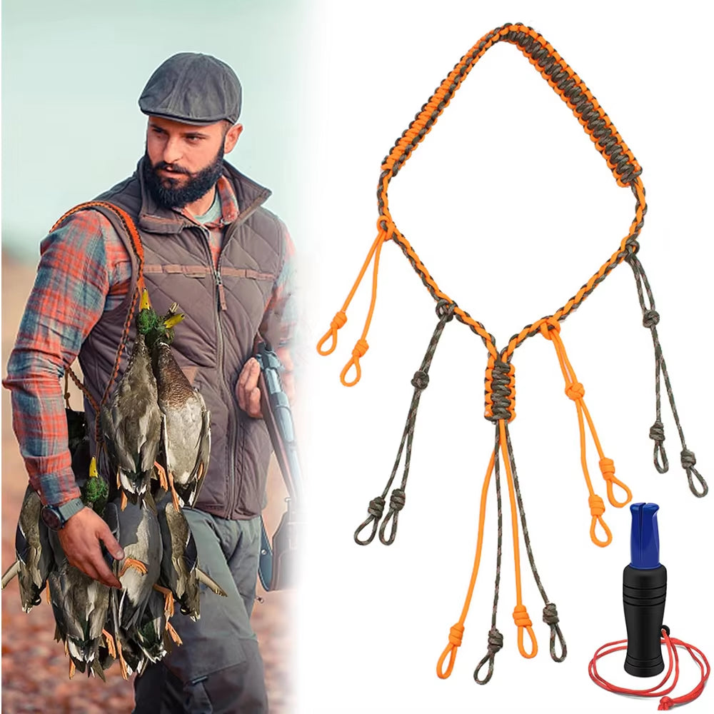 Duck Call Lanyard with 12 Removable Loops, Hand Braided Hunting Call Lanyard, Duck Hunting Accessories, Goose Calls Game Carrier